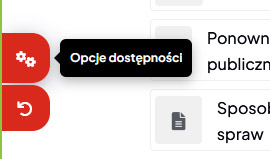 Przycisk okna zaawansowanych opcji dostępności